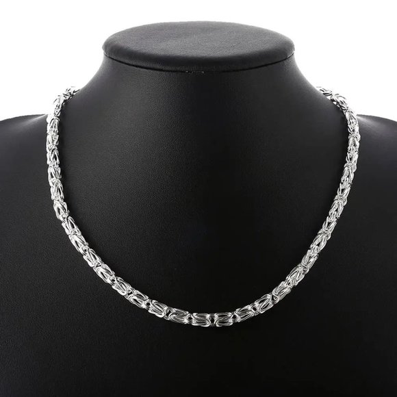 Awesome Platinum 20 Inch Byzantine Dragon Chain 6mm Wide - Picture 9 of 10